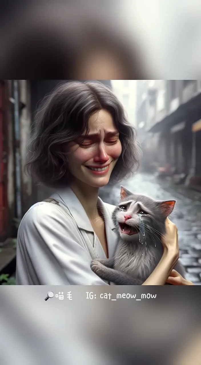 a woman holding a cat in her arms