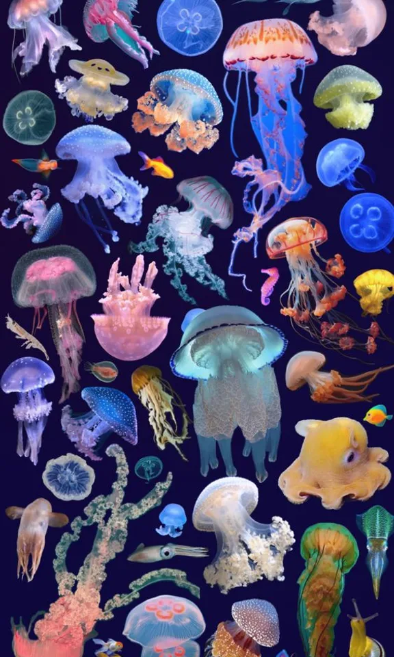 vertebrate, light, marine invertebrates, nature, natural environment, blue, purple, jellyfish, organism, art