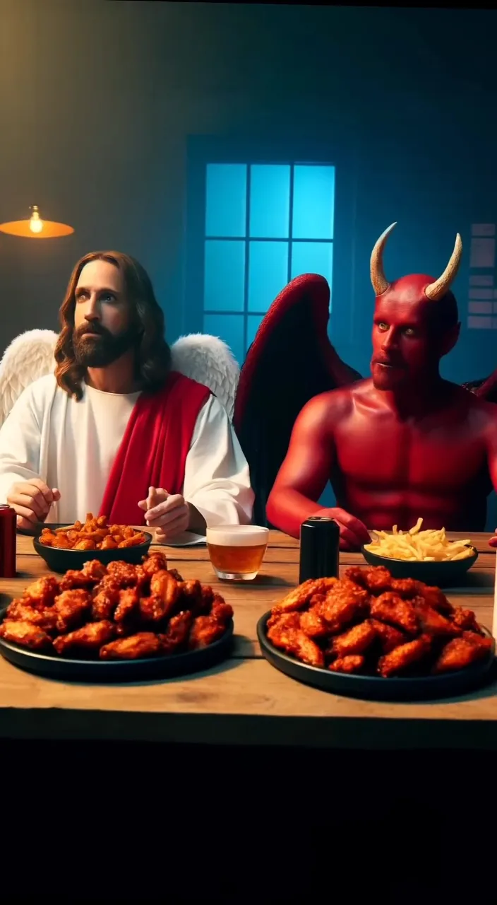 two men sitting at a table with plates of food in front of them