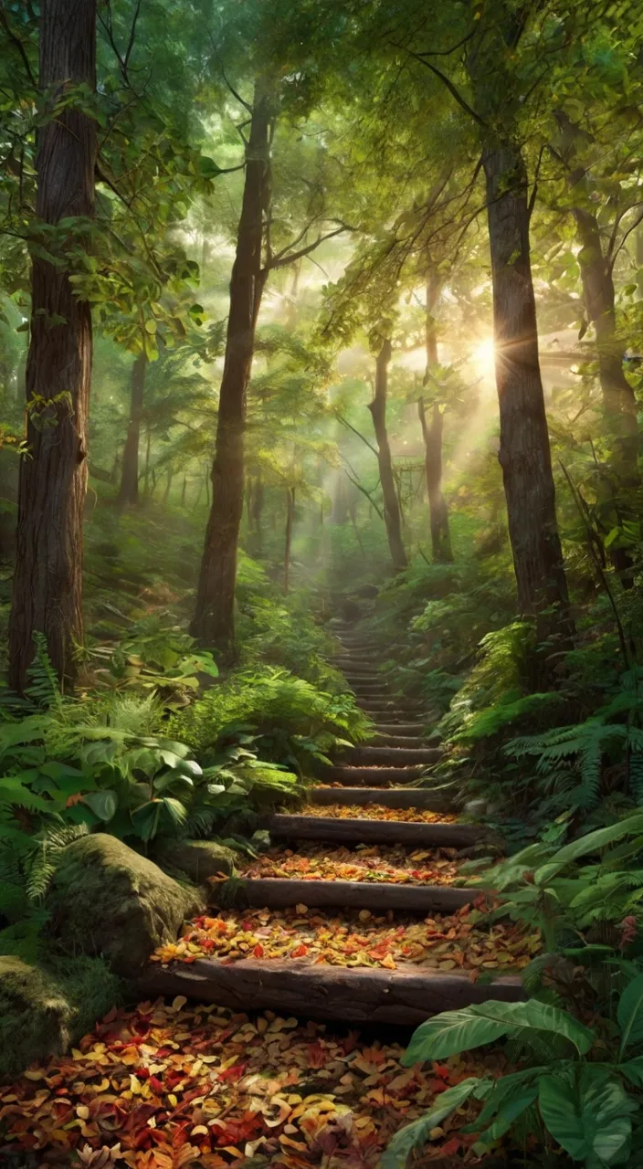 a path in the middle of a lush green forest