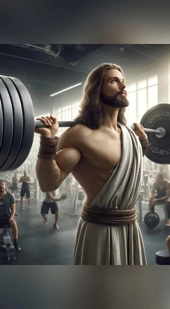 a man in a gym holding a barbell