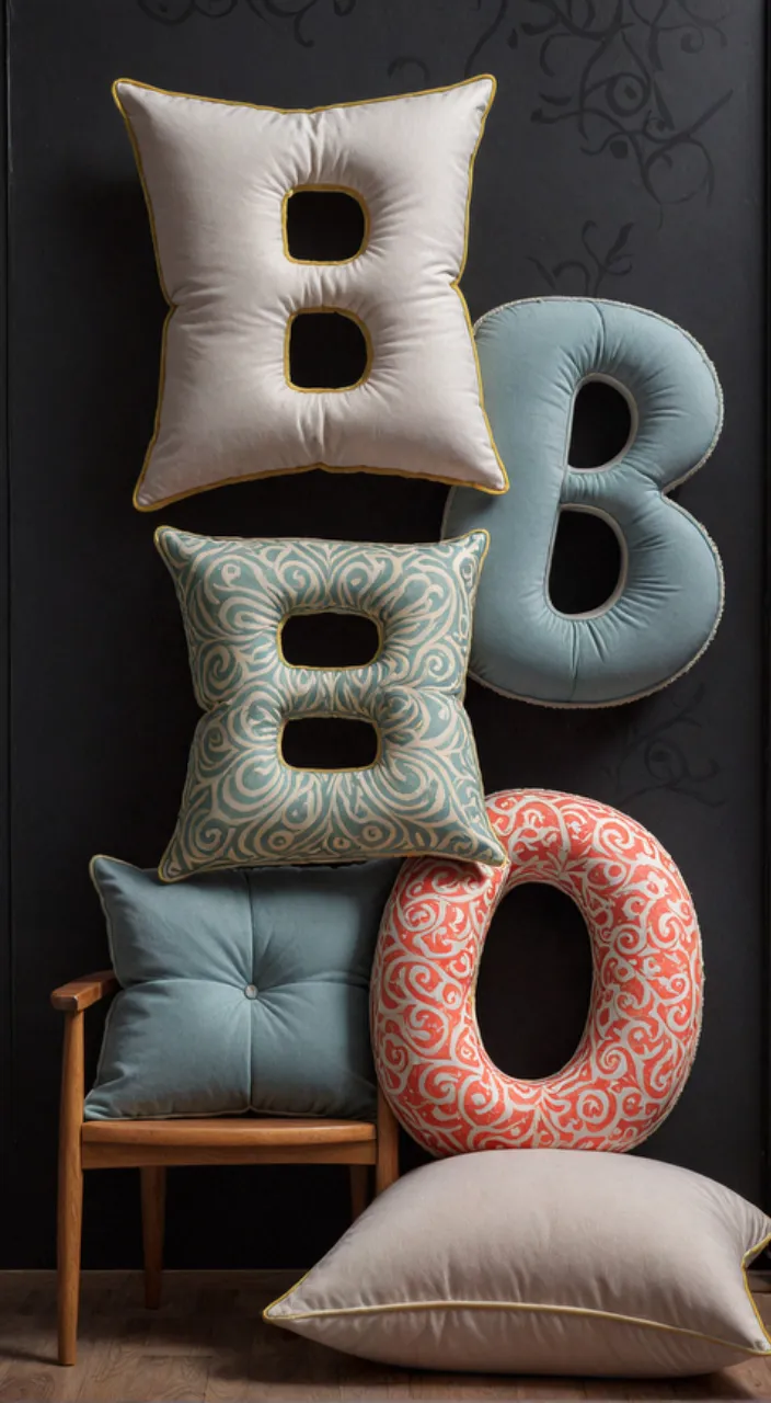 a pile of pillows sitting on top of a wooden floor