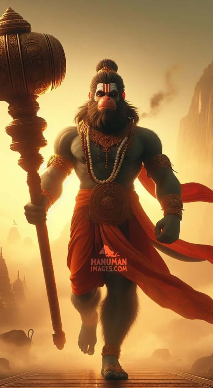 a  god hanuman ji with a beard and a beard holding a stick3