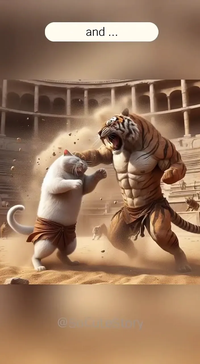 a picture of two tigers fighting in a stadium