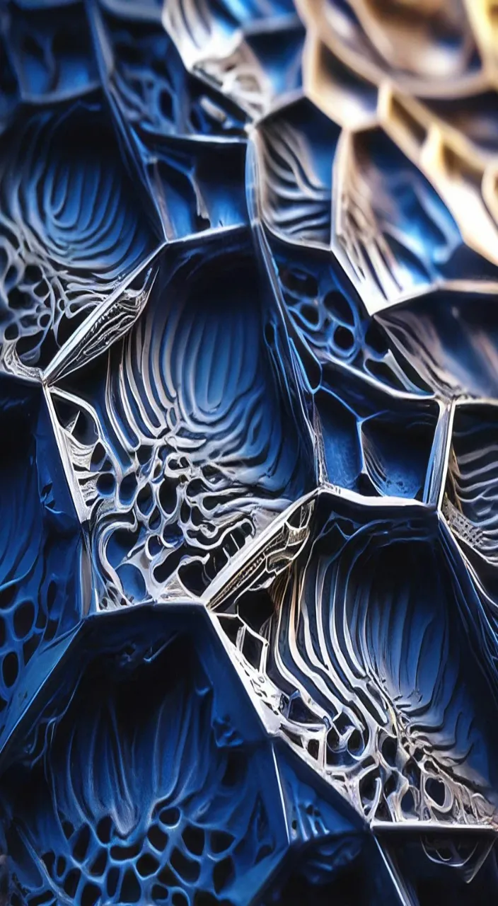 a close up view of a pattern made of blue glass