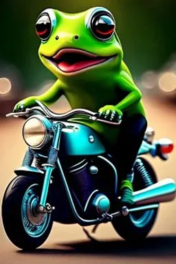 a frog riding on the back of a motorcycle