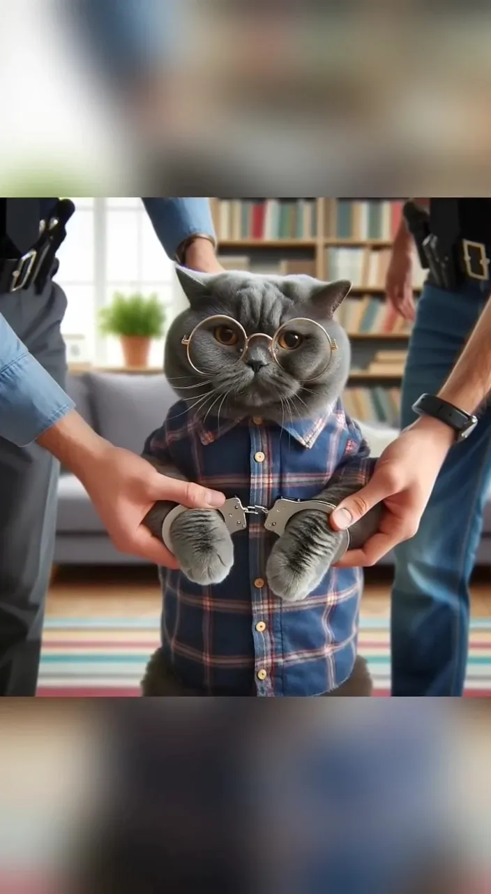 a cat dressed up like a person holding a pair of gloves