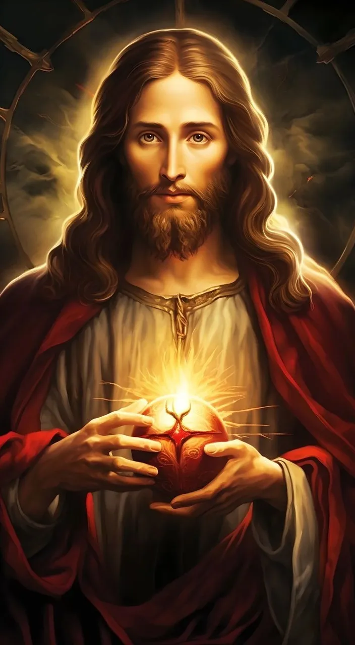 jesus holding a heart with his hands