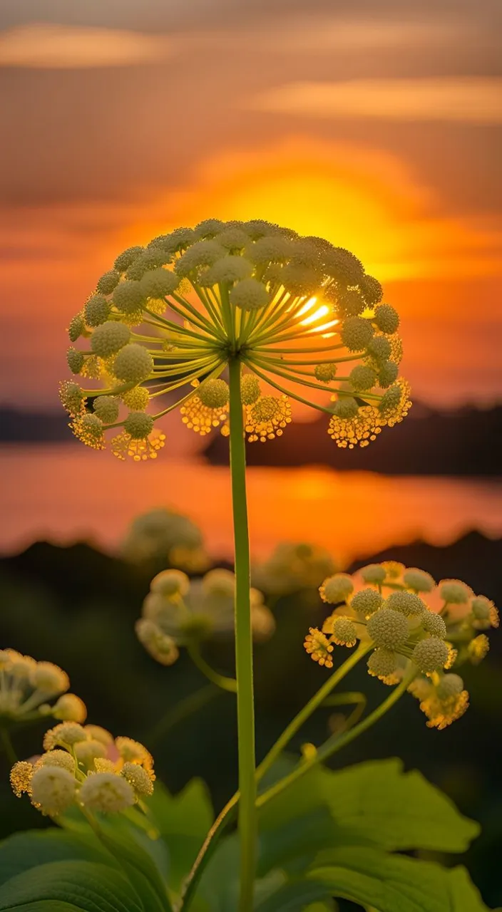 a close up of a flower near a body of water