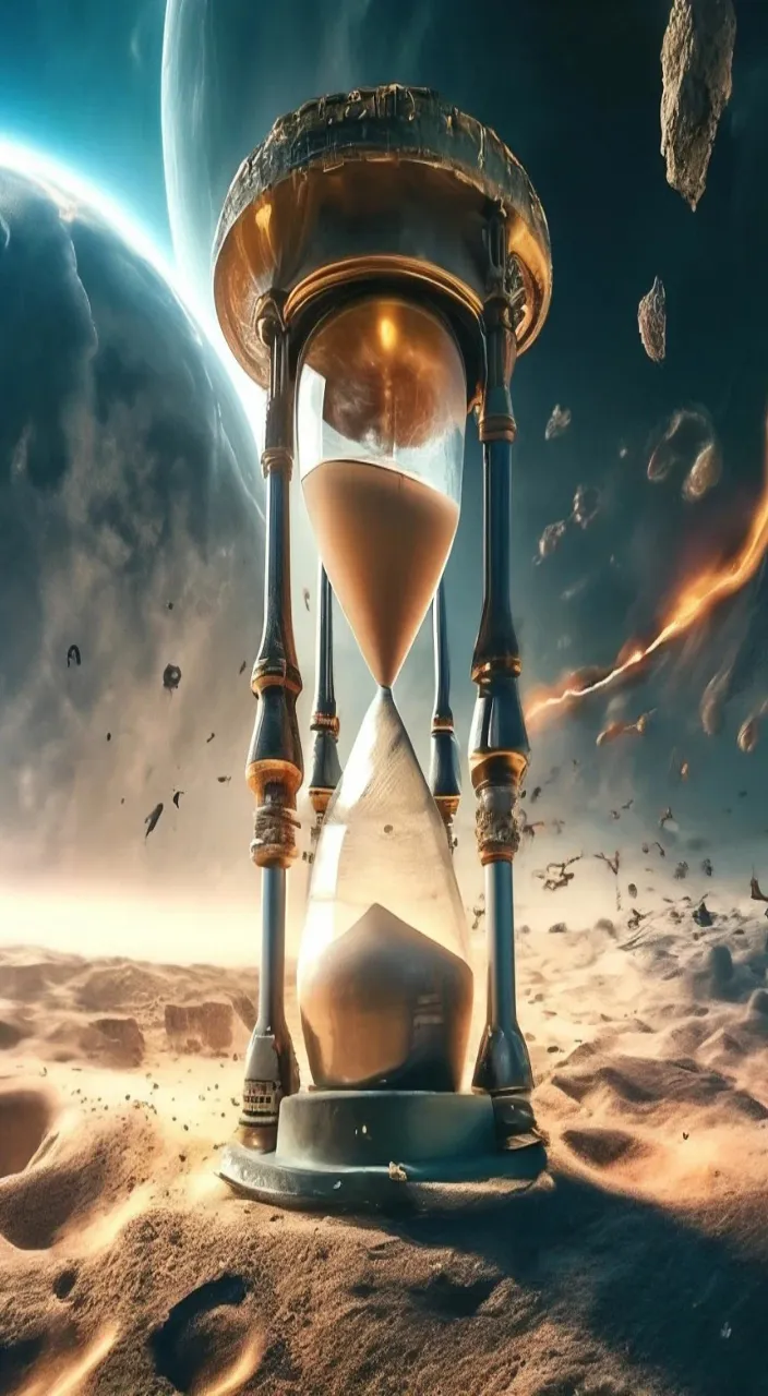 an hourglass sitting on top of a sandy surface, ultra hd, 8k