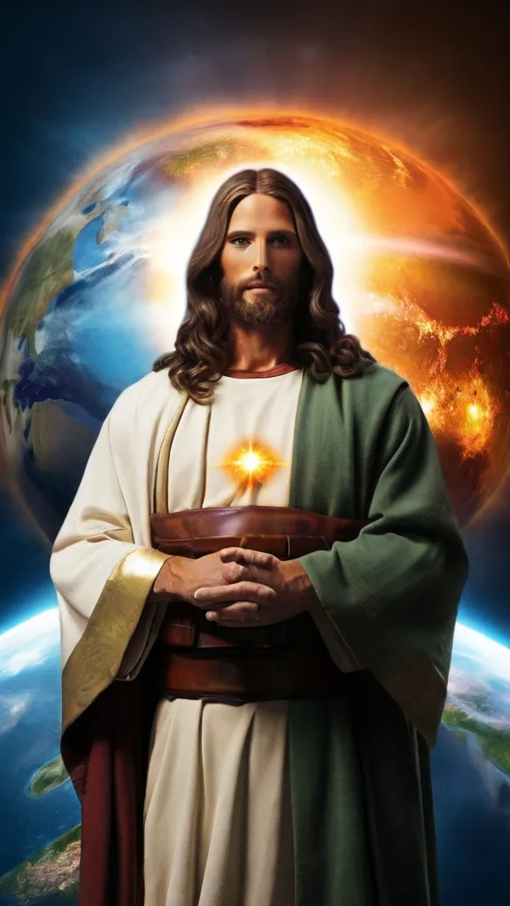 jesus holding his hands in front of the earth