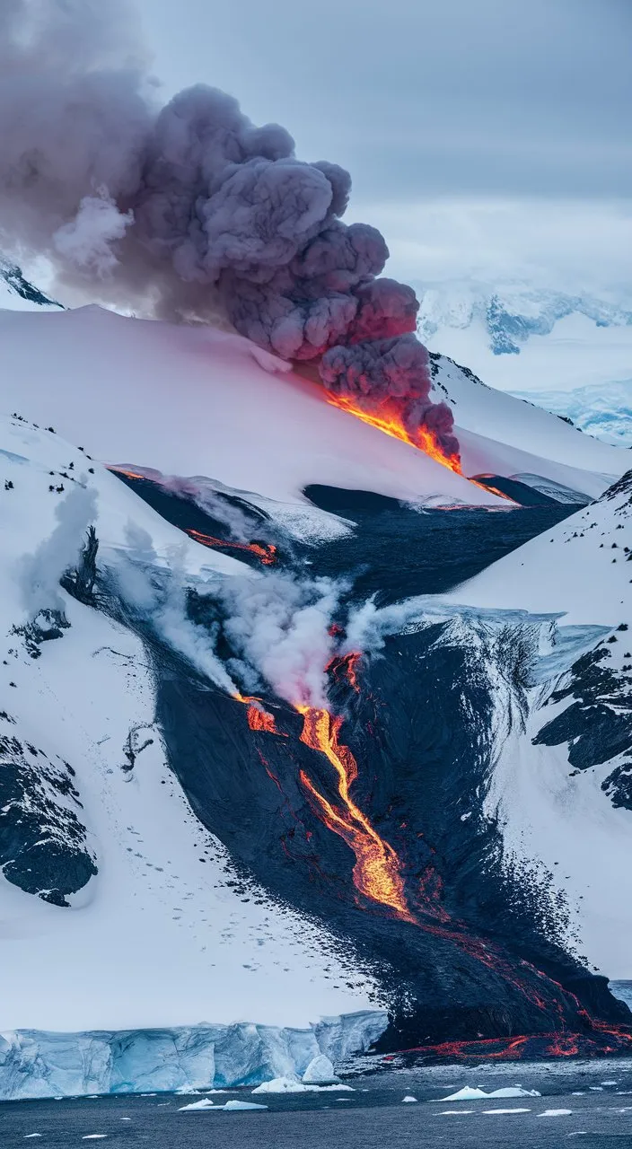 a volcano erupts smoke as it erupts into the air