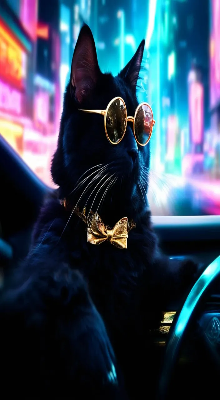 a black cat wearing sunglasses and a bow tie