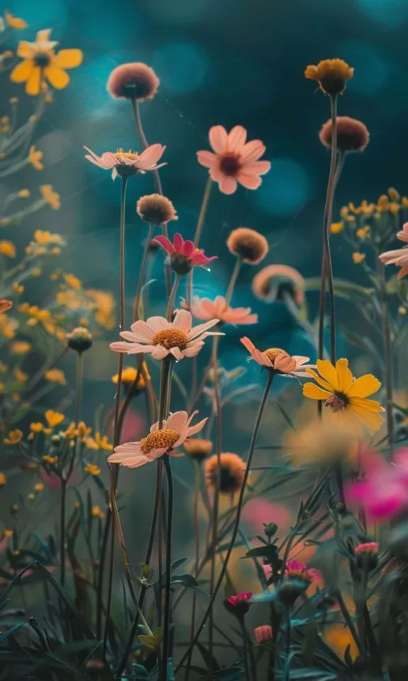 a bunch of flowers that are in the grass