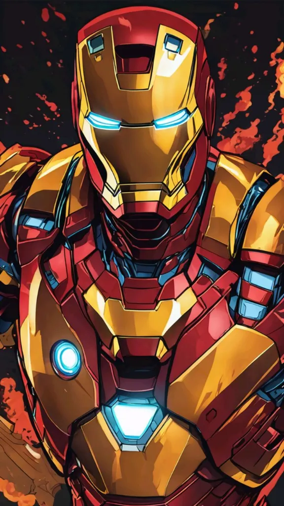 a close up of a iron man character