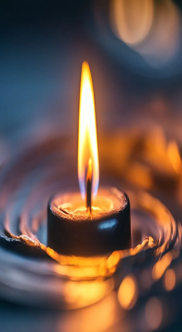 a lit candle is floating in the water