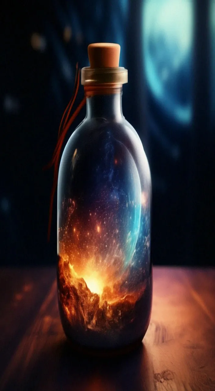 a glass bottle with a picture of a star in it