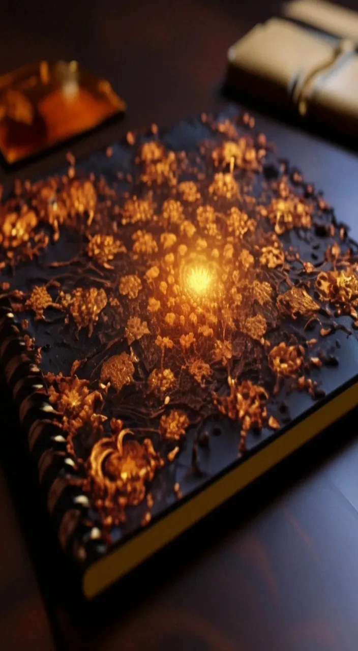 a notebook sitting on top of a wooden table