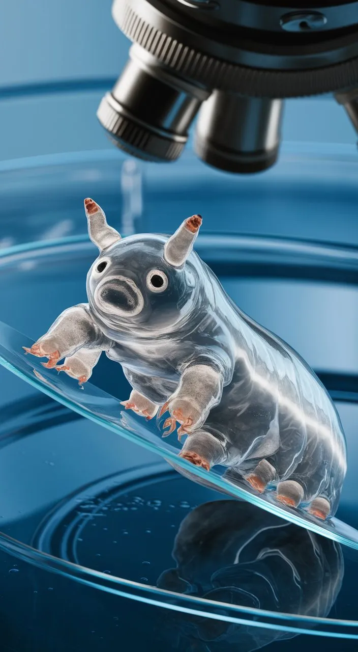 a 3d image of a small animal floating in water