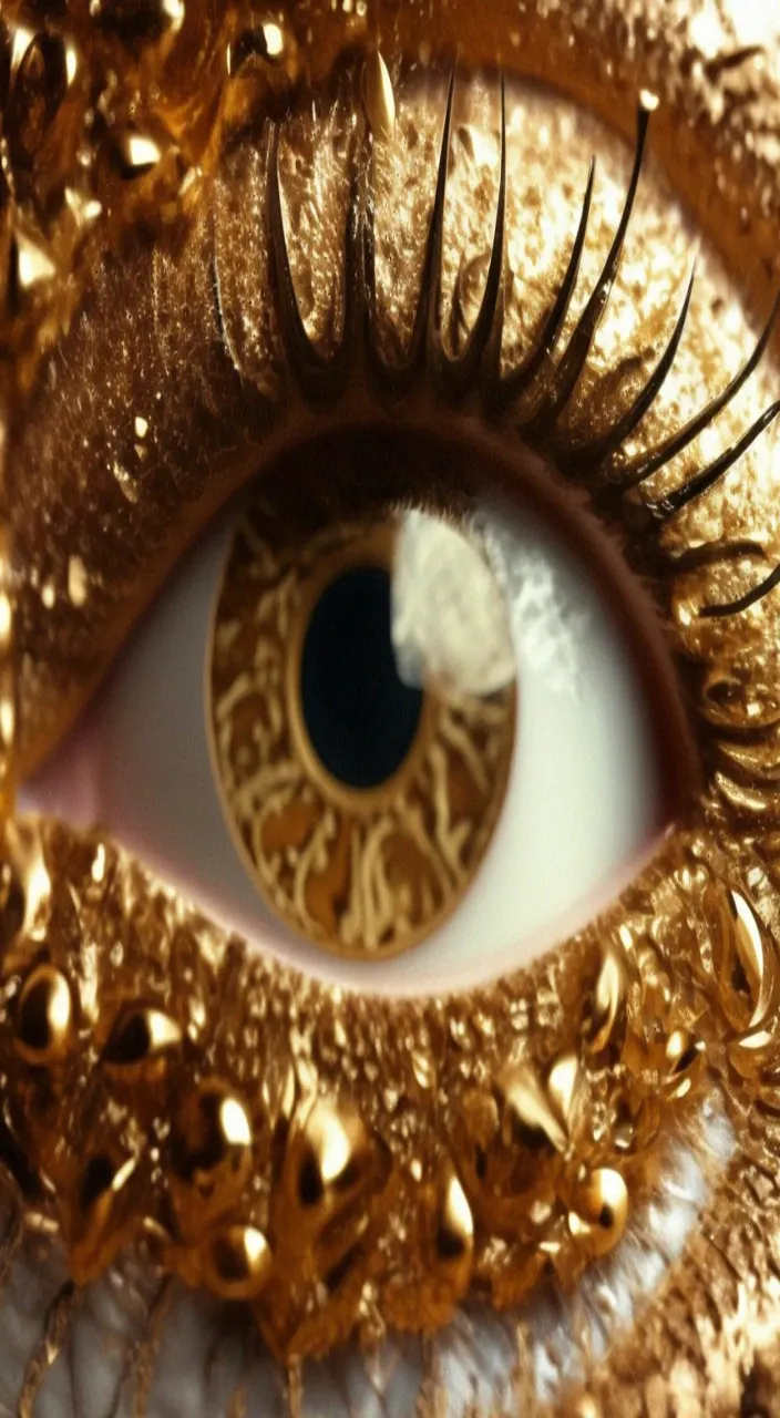 a close up of a gold colored eye