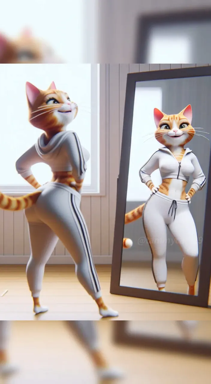 a cat that is standing in front of a mirror