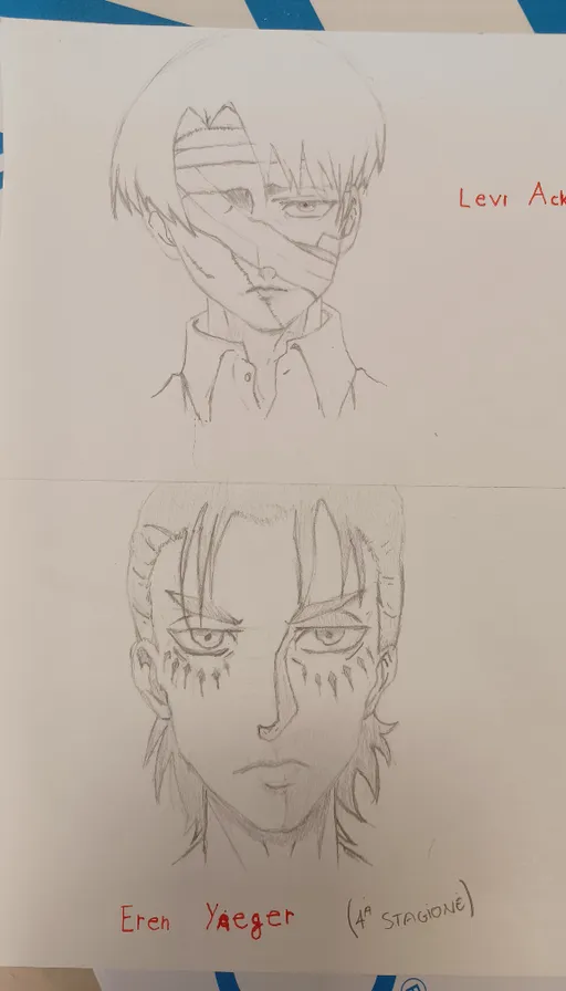 a drawing of two different anime faces