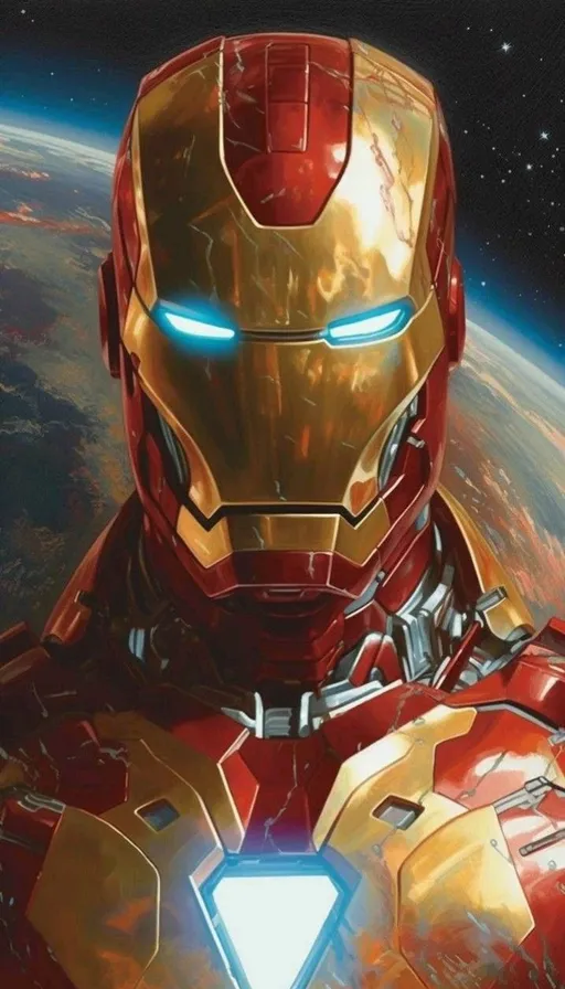a close up of the face of iron man