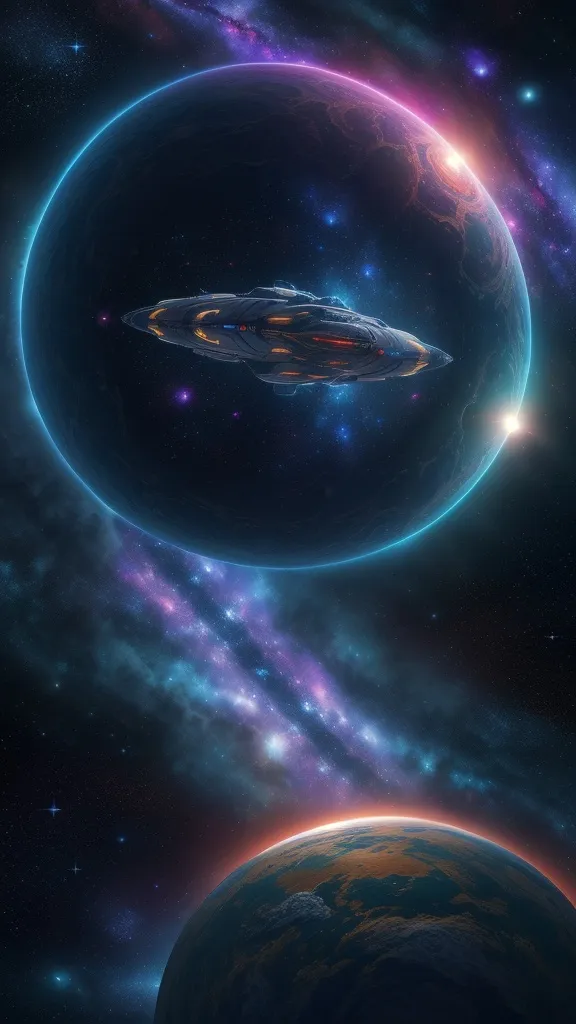 an image of a space scene with two planets