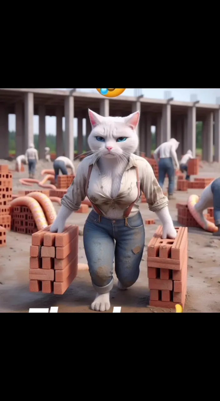 a cat that is standing next to some bricks