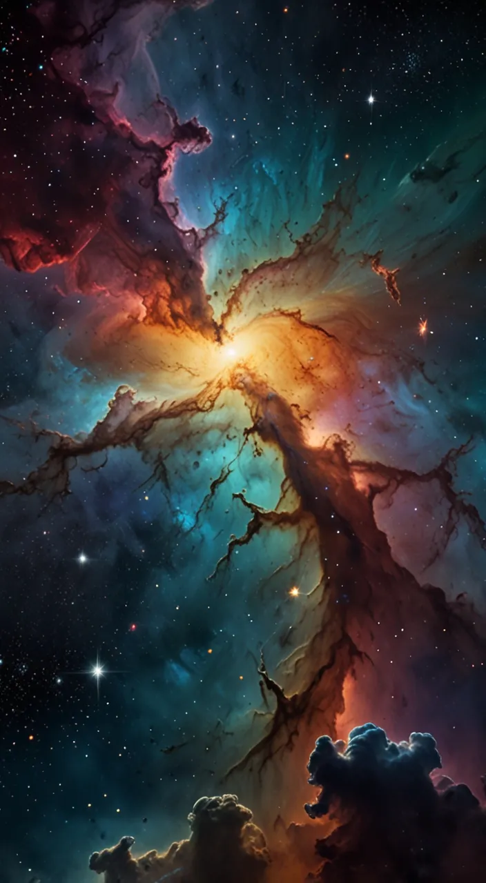 an image of a colorful space with stars and clouds