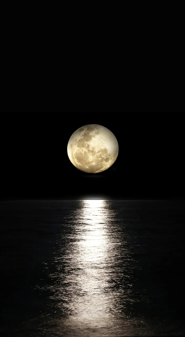a full moon is seen over the water