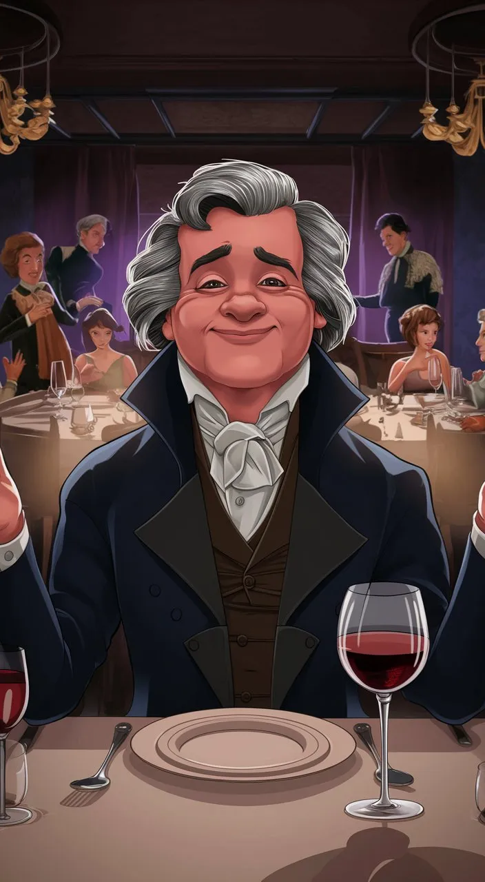 a man sitting at a table with a glass of wine