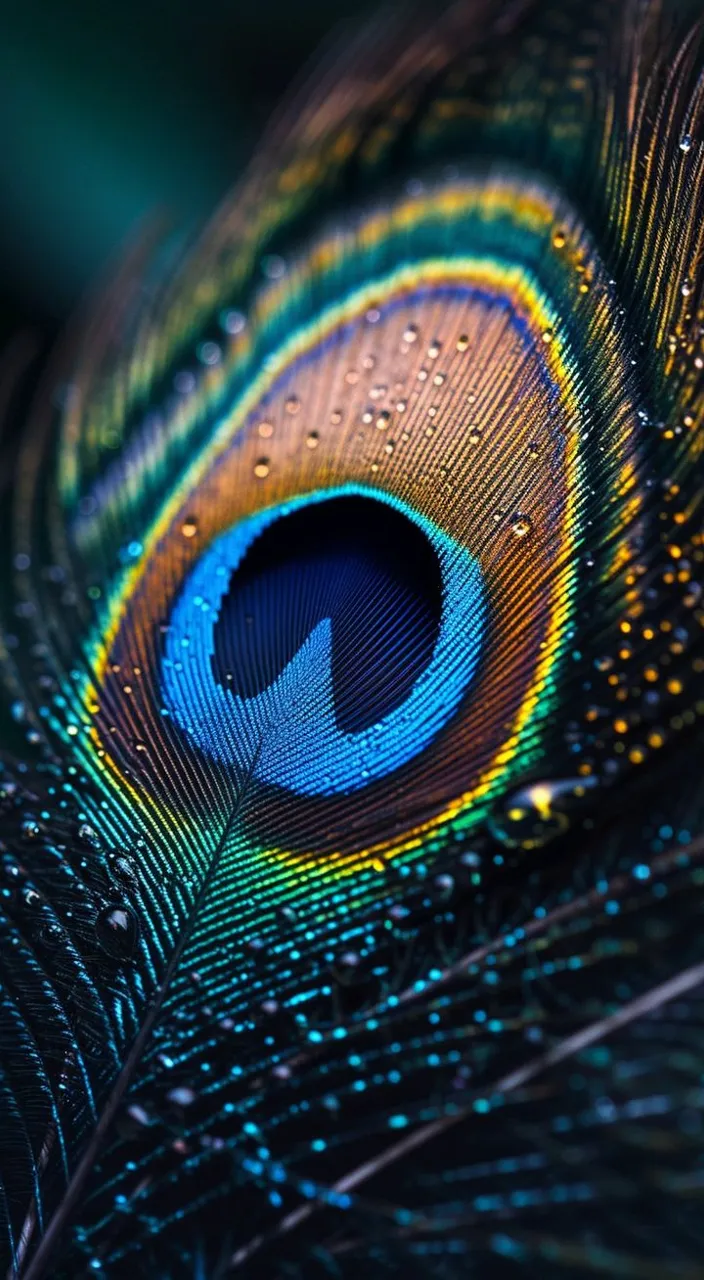 a close up of a peacock's feathers tail