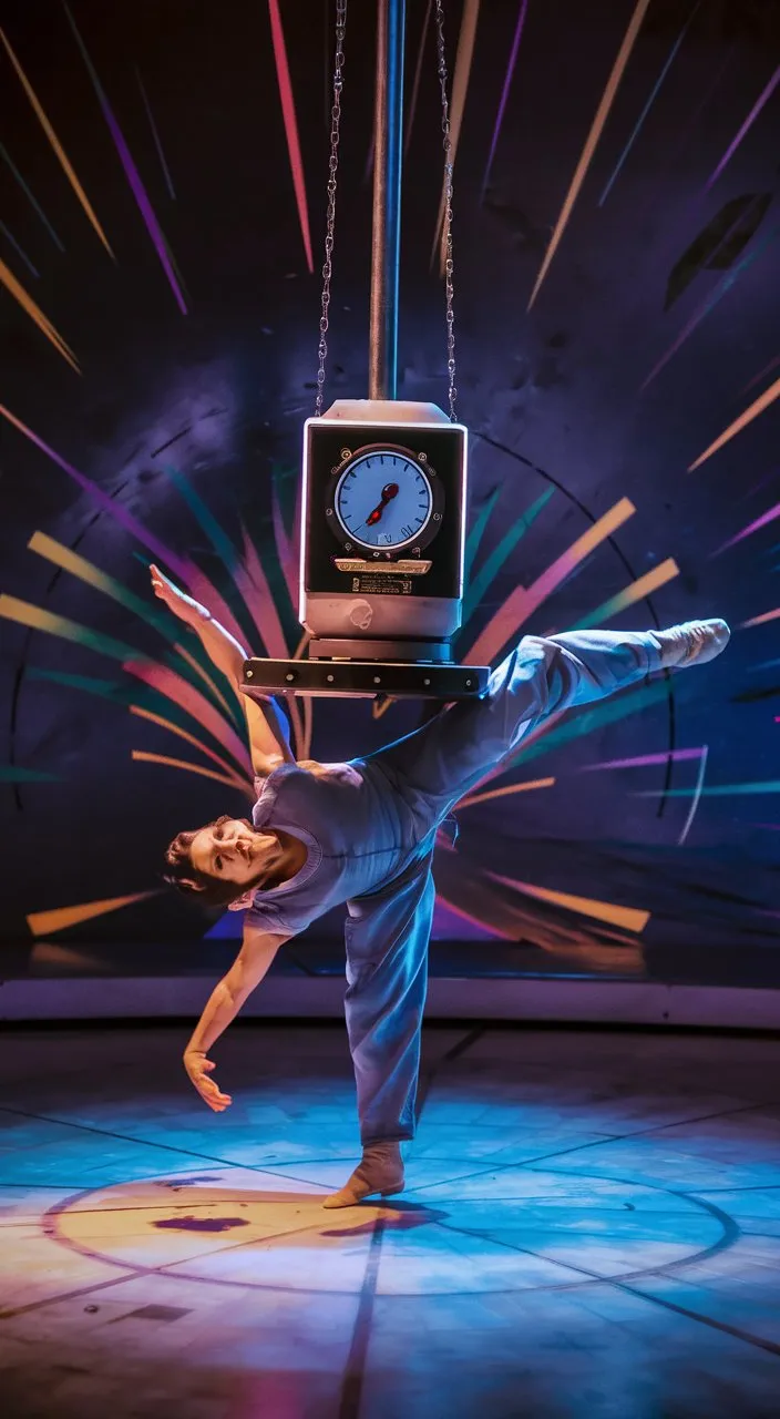 a person doing a handstand with a computer on their head