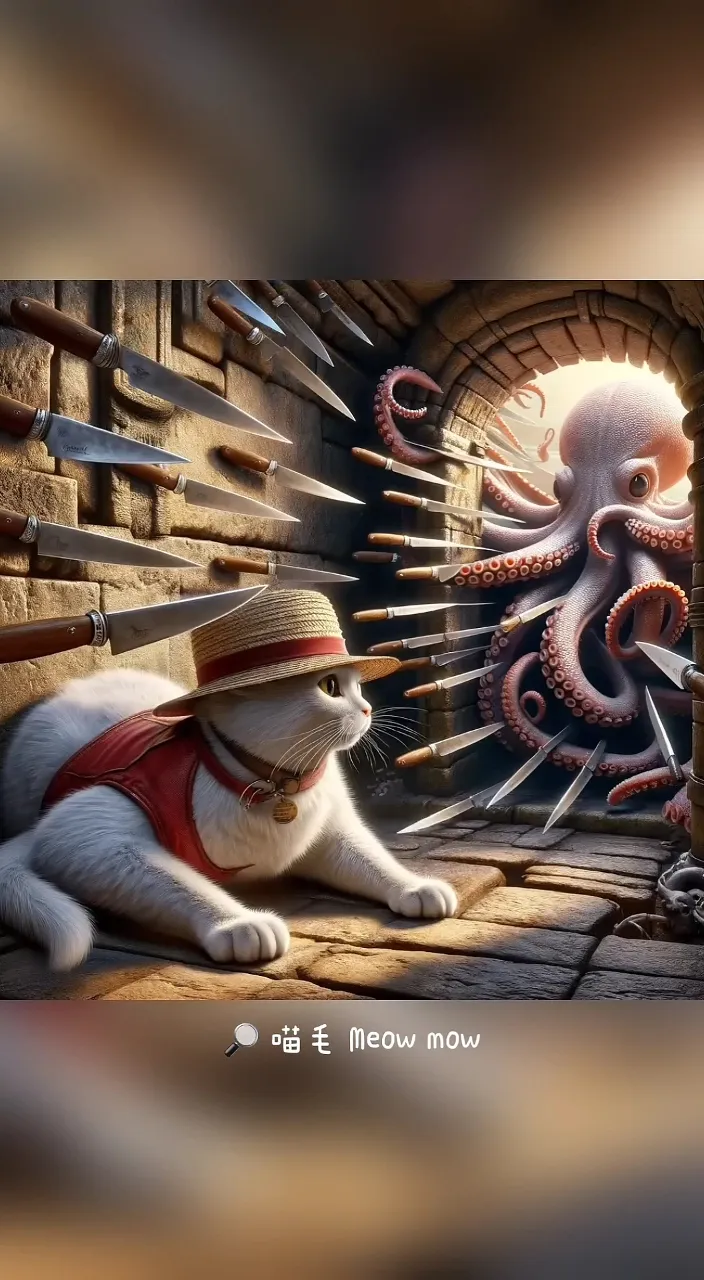 a picture of an octopus and a cat