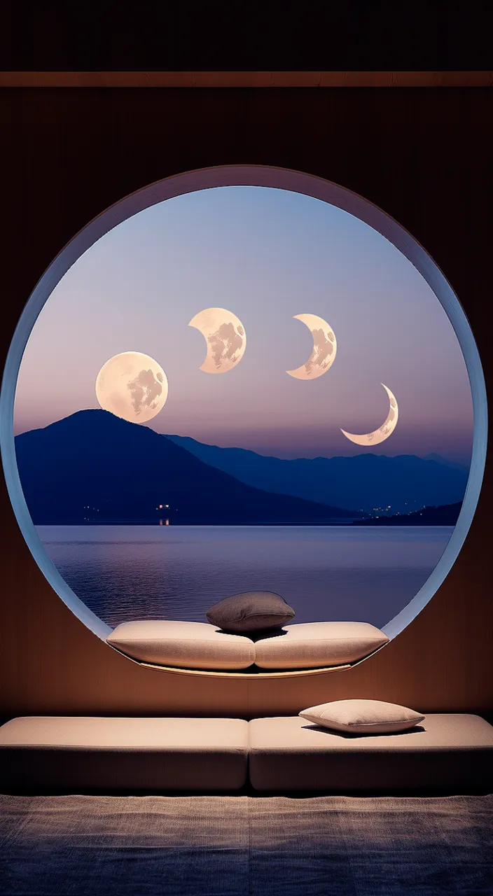 a view of the moon through a circular window