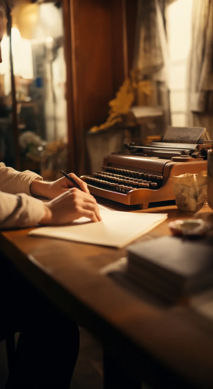 a man sitting at a desk writing on a piece of paper