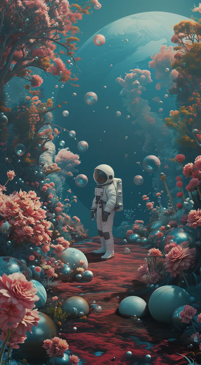 a painting of a person in a space suit