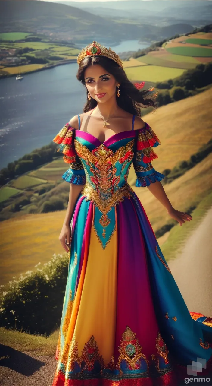 a woman in a colorful dress posing for a picture