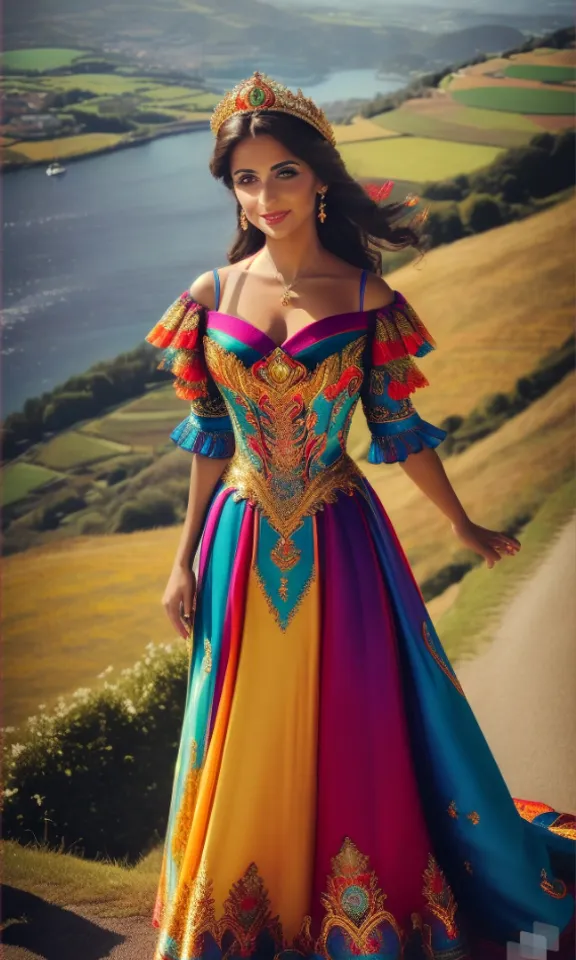 a woman in a colorful dress posing for a picture