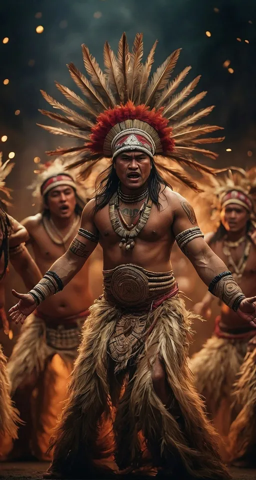 a group of men in native american costumes