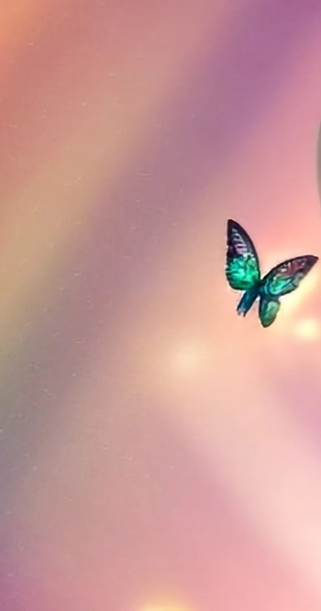 a green butterfly flying over a purple and pink background бабочка превращается в большую бабочку