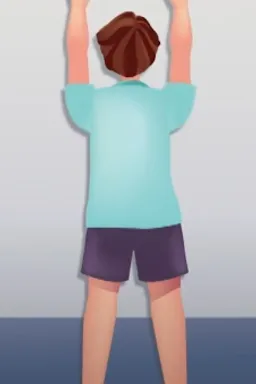 a person with their hands up in the air