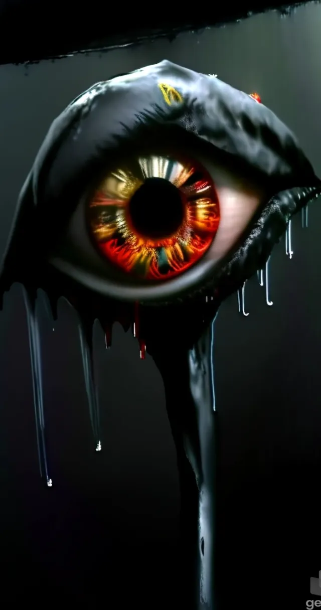 a painting of an eye with dripping water on it