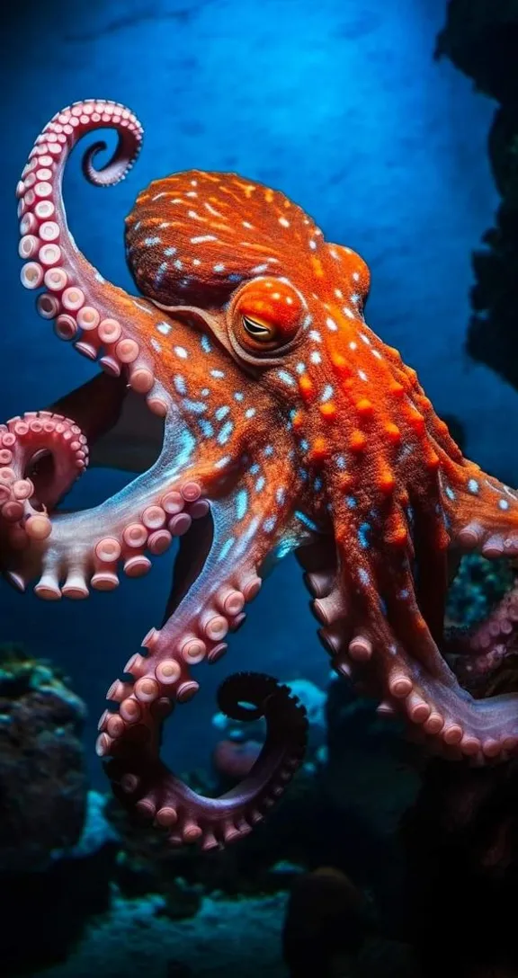 an octopus is swimming in the water