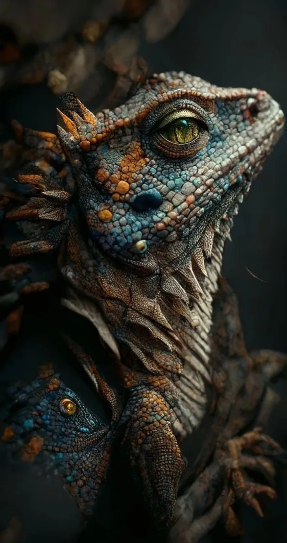 a close up of a lizard on a branch