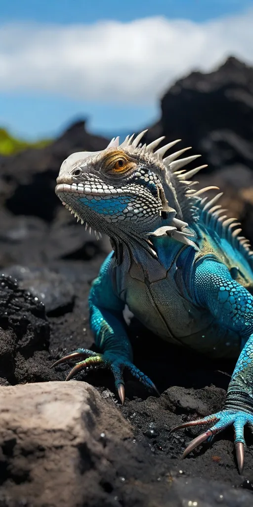 a large lizard sitting on top of a rock