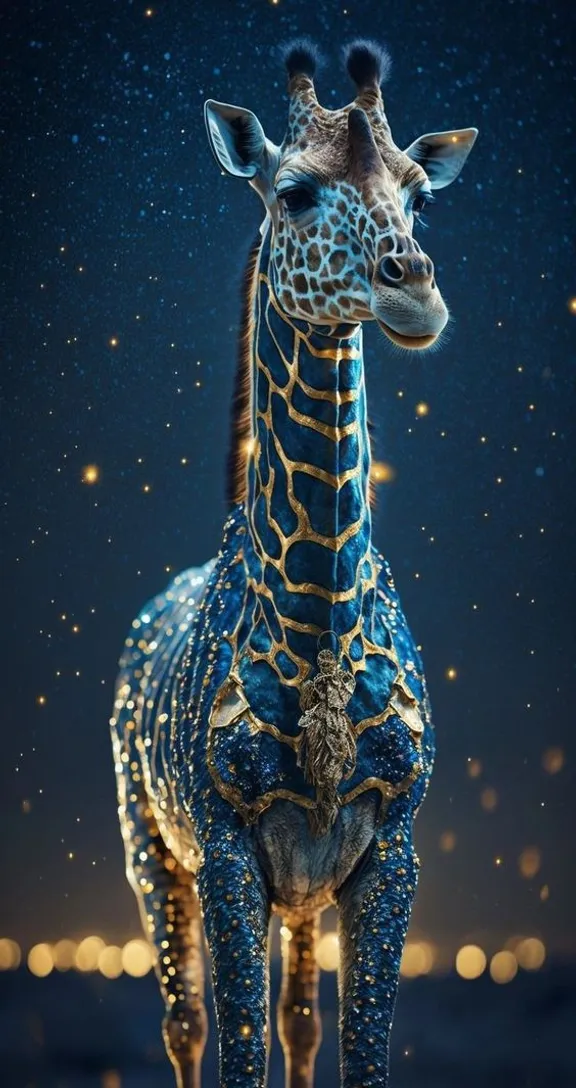 a giraffe standing in the middle of the night