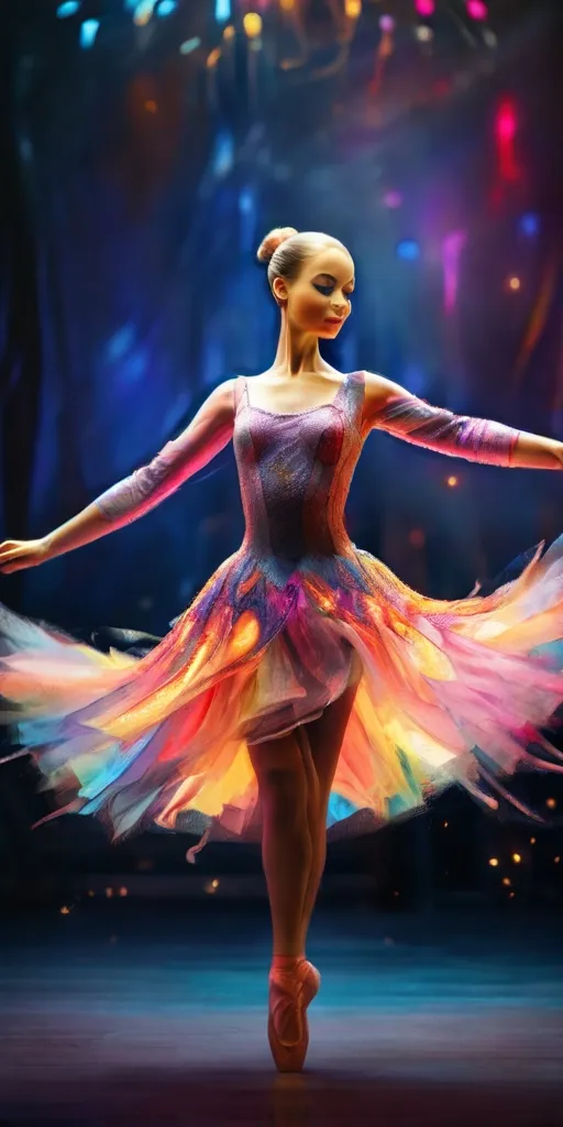 a painting of a ballerina in a colorful dress