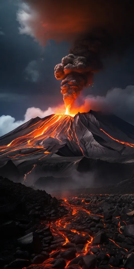 a volcano spewing lava and lava into the sky